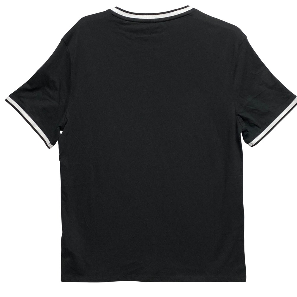 Guess Mens Black Ringer T-Shirt White Logo Crew Neck Large NWT - Picture 5 of 6